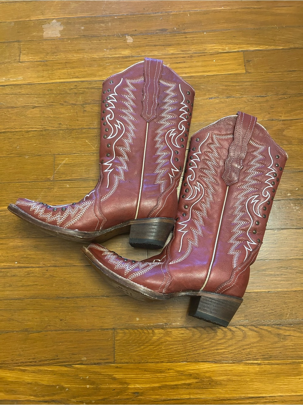 Circle G Red Studded Cowgirl Boots